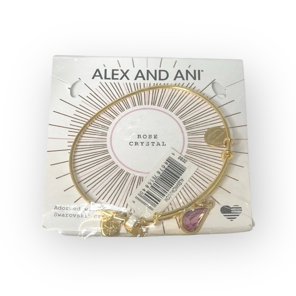 new Alex and Ani ꥟ Swarovski Crystal Birthstone Expandable Bangle ꥟ Gold + Pink - Picture 4 of 16